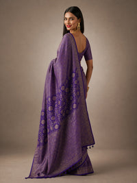 Rajwada Violet Banarasi Silk Saree With Intricate Antique Zari — view 5