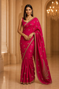 Rani Noor Banarasi Silk Saree With Antique Gold Embroidery — view 1