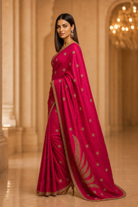 Rani Noor Banarasi Silk Saree With Antique Gold Embroidery — view 3