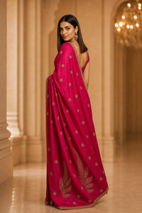 Rani Noor Banarasi Silk Saree With Antique Gold Embroidery — view 5