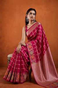 Sunehri Kanchan Banarasi Silk Saree With Silver Zari Weave — view 3