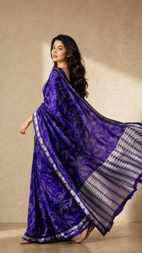 Noor Aaina Banarasi Satin Silk Saree With Abstract Silver Weave — view 4