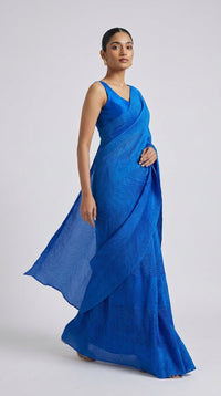 Azure Prism Contemporary Silk Saree — view 3