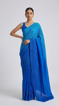 Azure Prism Contemporary Silk Saree — view 4